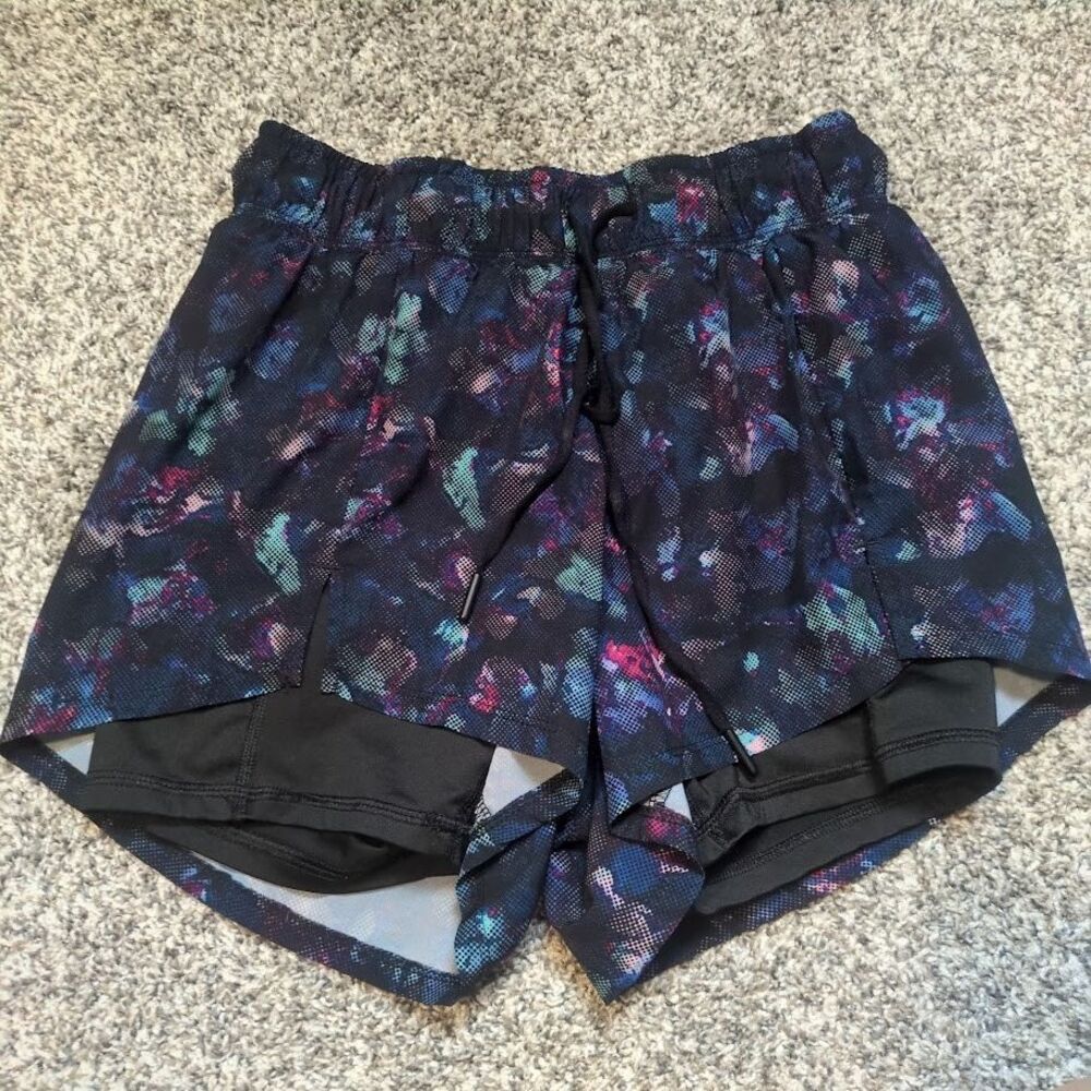 Avia Womens Abstract Running Shorts Black Pink Blue XS 0-2 Activewear